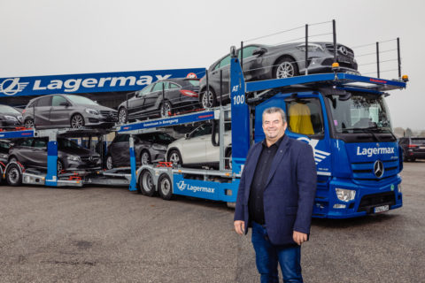 Effizient unterwegs, flexibel im Aufbau: neuer Mercedes-Benz Actros erstmals als offener Autotransporter Foto: Franz Birgmann, Prokurist und Fuhrparkleiter Lagermax Autotransport GmbH in Salzburg. 